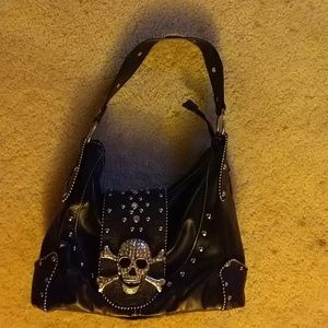 Skull leather purse